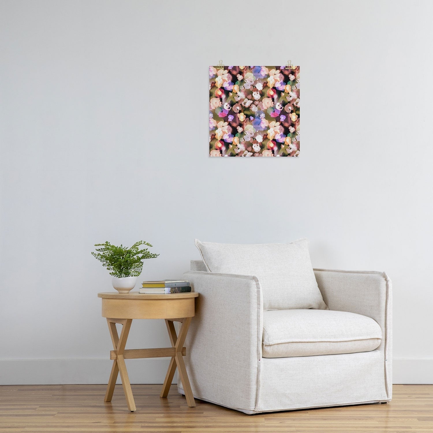 Ninola Design Botanic Retreat Ombre Abstract Watercolor Flowers Pink gold Art Print