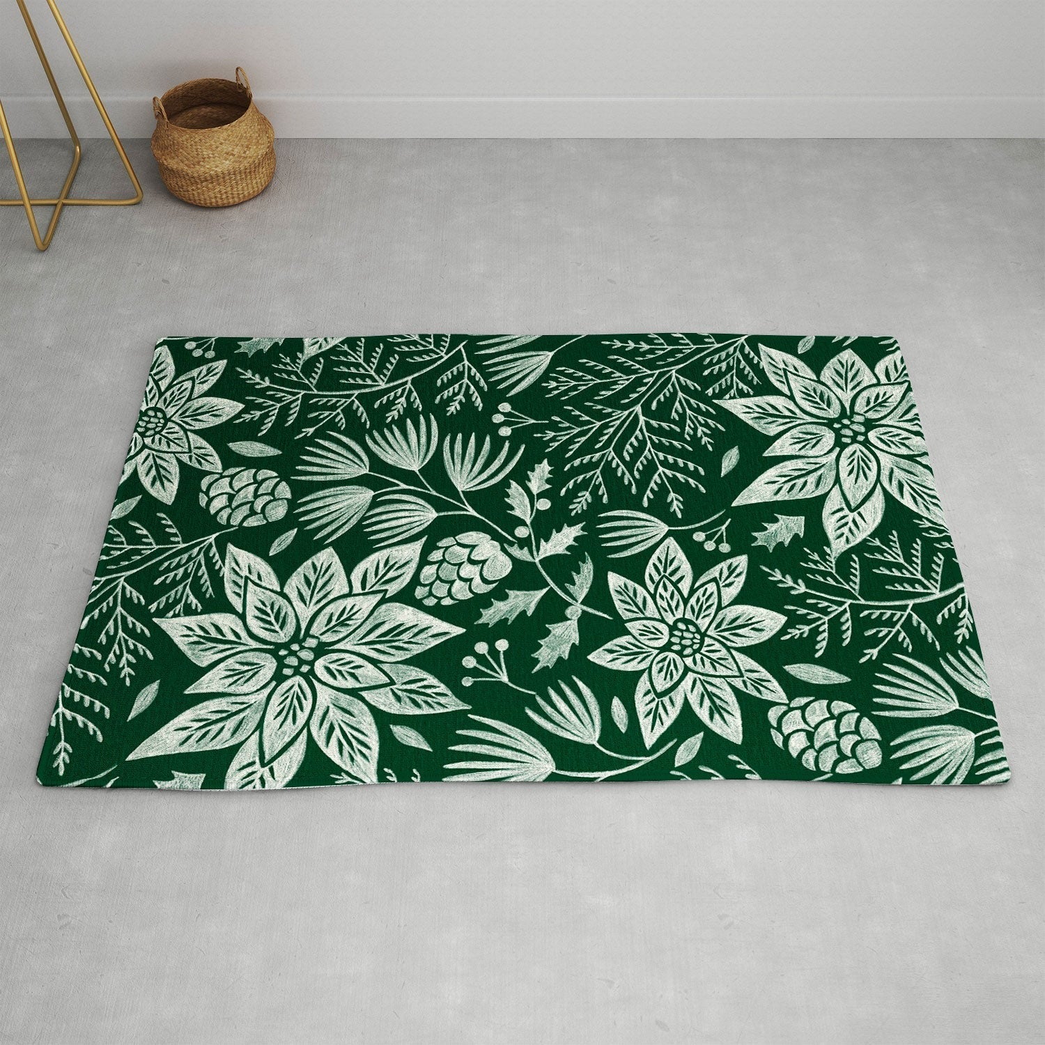 Pimlada Phuapradit Christmas Poinsettia Area Rug