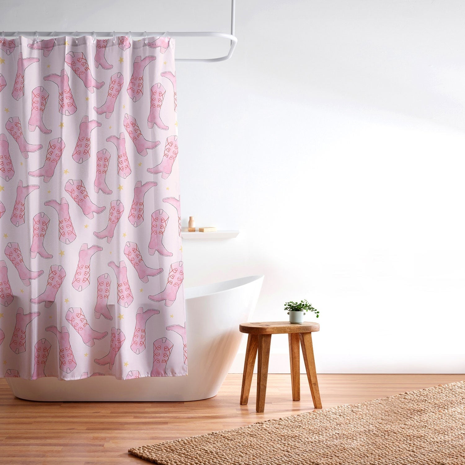 Love_Ryming Stars and Boots Shower Curtain