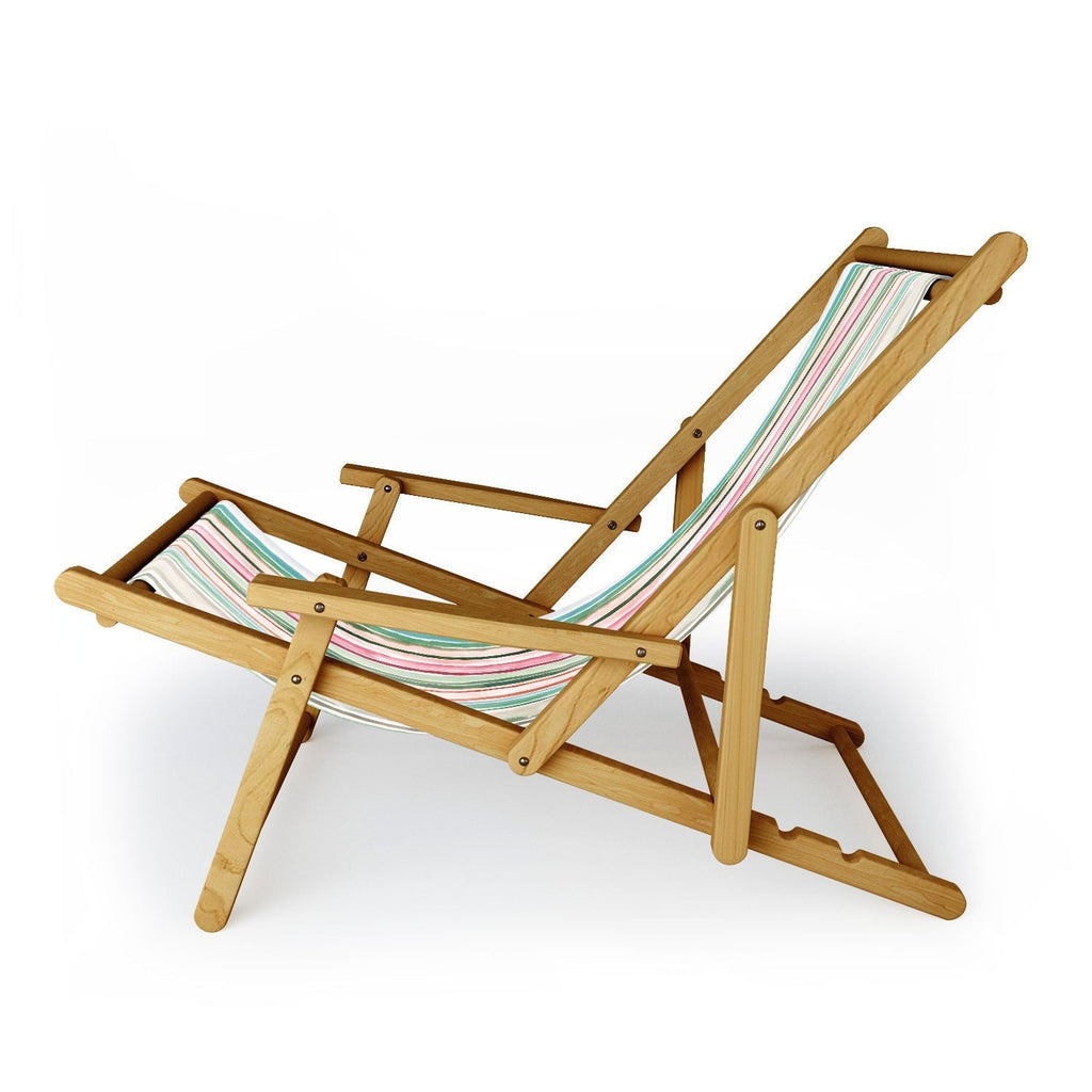 Ninola Design Botanic Retreat Watercolor Stripes Green Orange Red Sling Chair