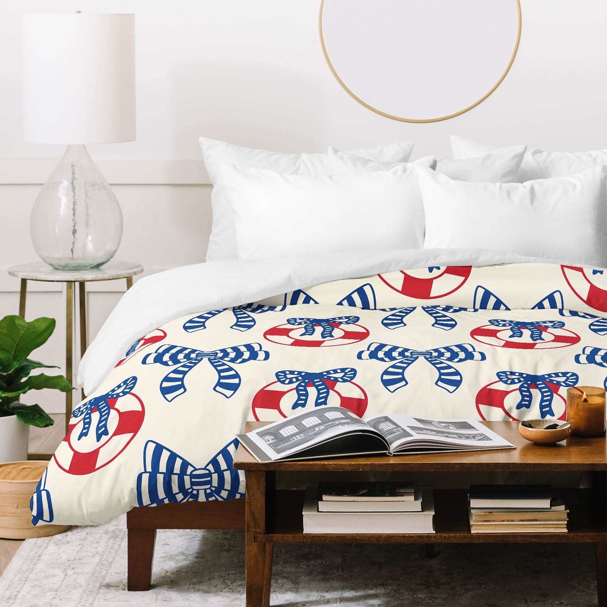 Design by Spark Nautical Christmas Bows Duvet Cover
