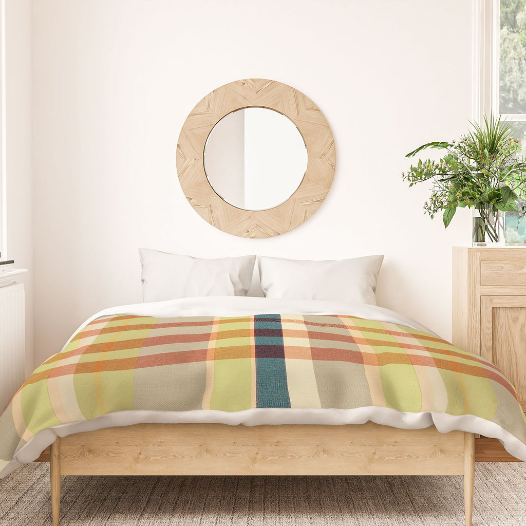 Marta Barragan Camarasa Retro Picnic Plaid Warm Tones Duvet Cover
