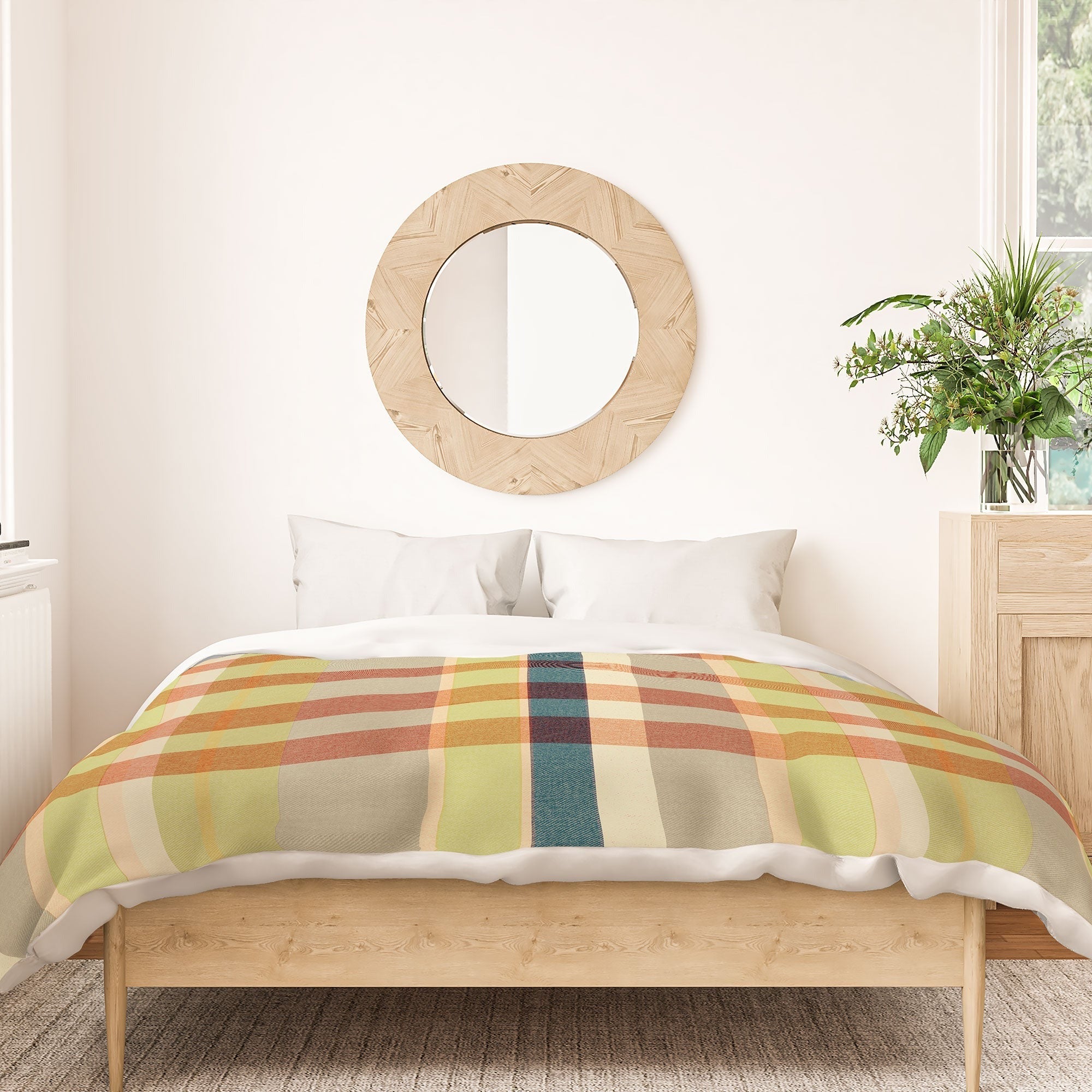 Marta Barragan Camarasa Retro Picnic Plaid Warm Tones Duvet Cover