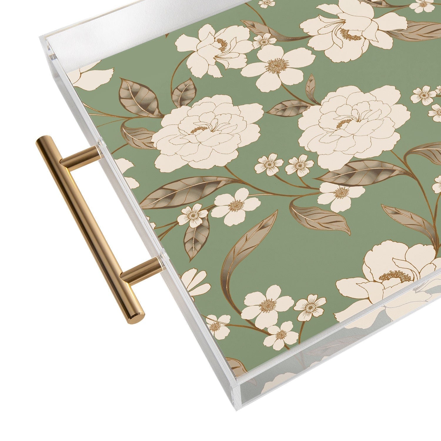 Gabriela Fuente Olive Floral Roberta Acrylic Tray