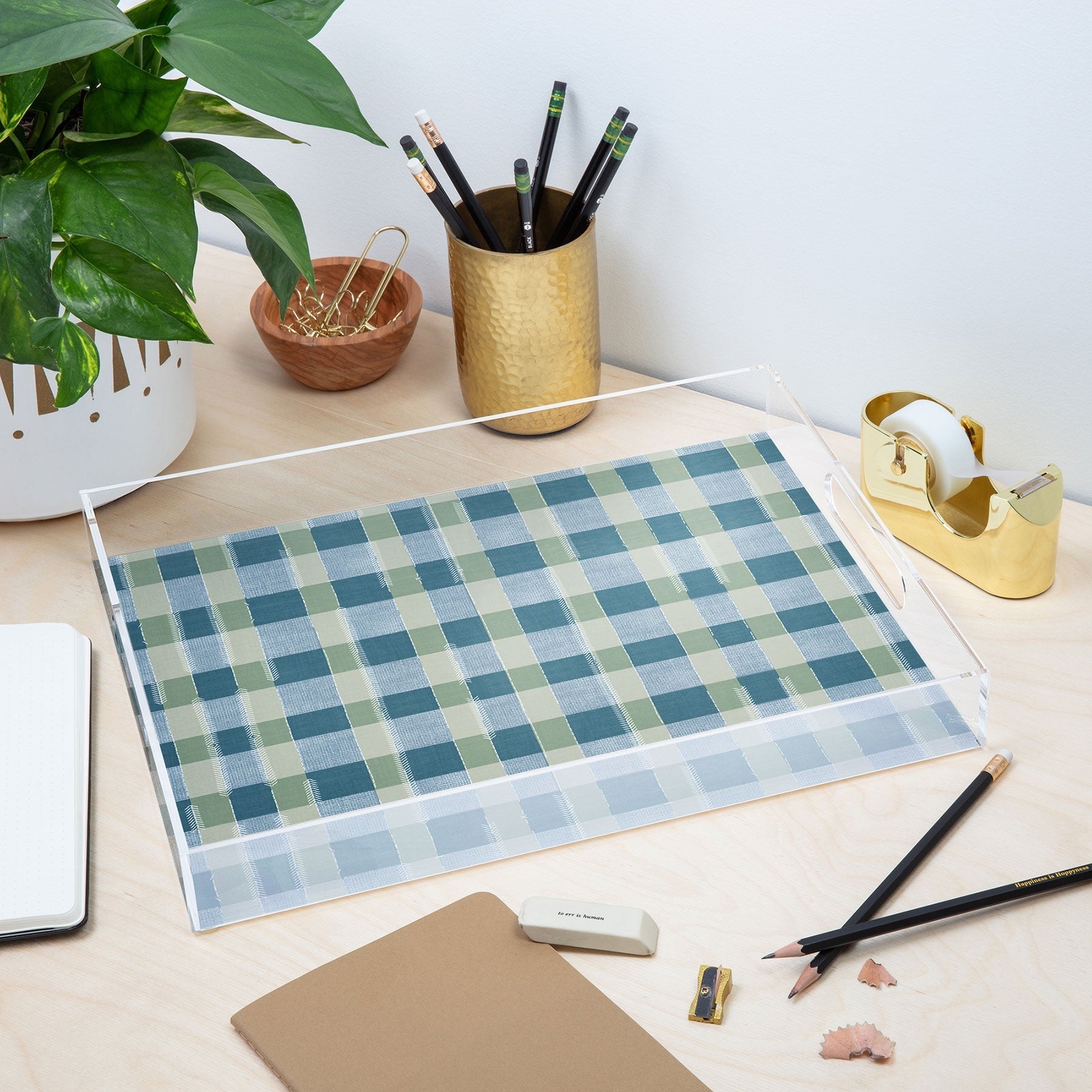 Marta Barragan Camarasa Country Style Checks Acrylic Tray