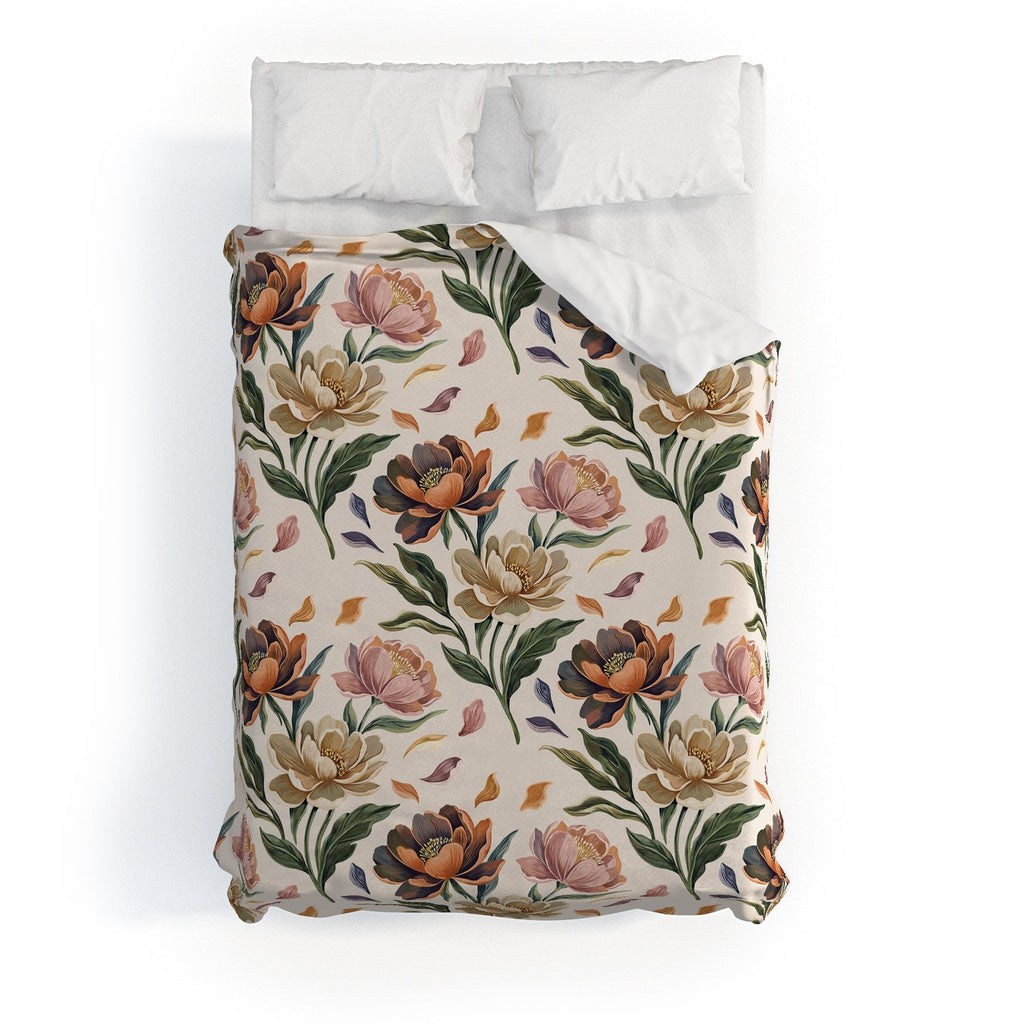 Marta Barragan Camarasa Hand Painted Peony Florals Duvet Cover