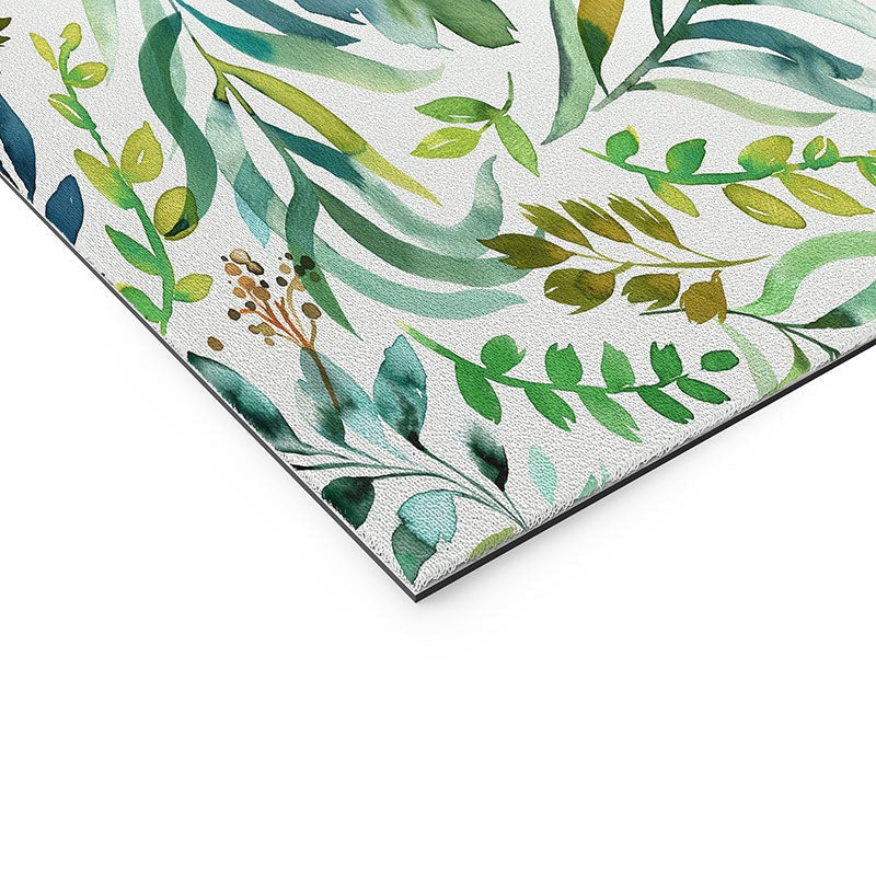 Ninola Design Botanic Retreat Loose Botanical Leaves Watercolor Green Welcome Mat