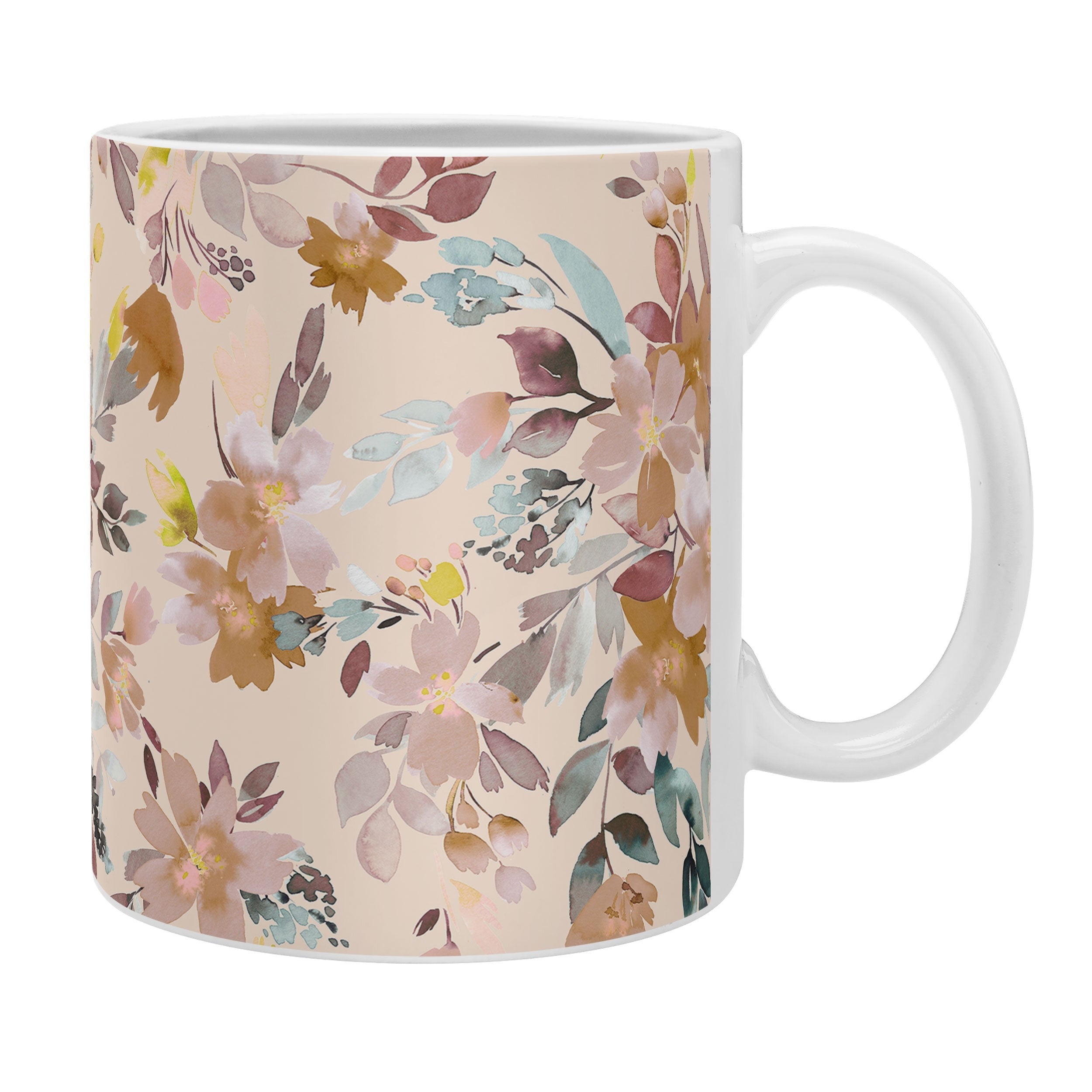 Ninola Design Botanic Retreat Floral Oleander Whimsical Soft Pink Coffee Mug