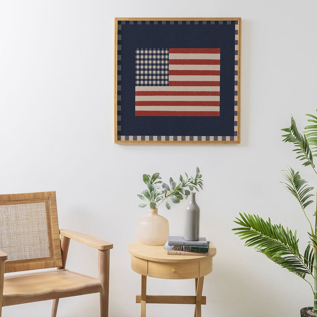 DENY Designs Gingham Flag Framed Wall Art