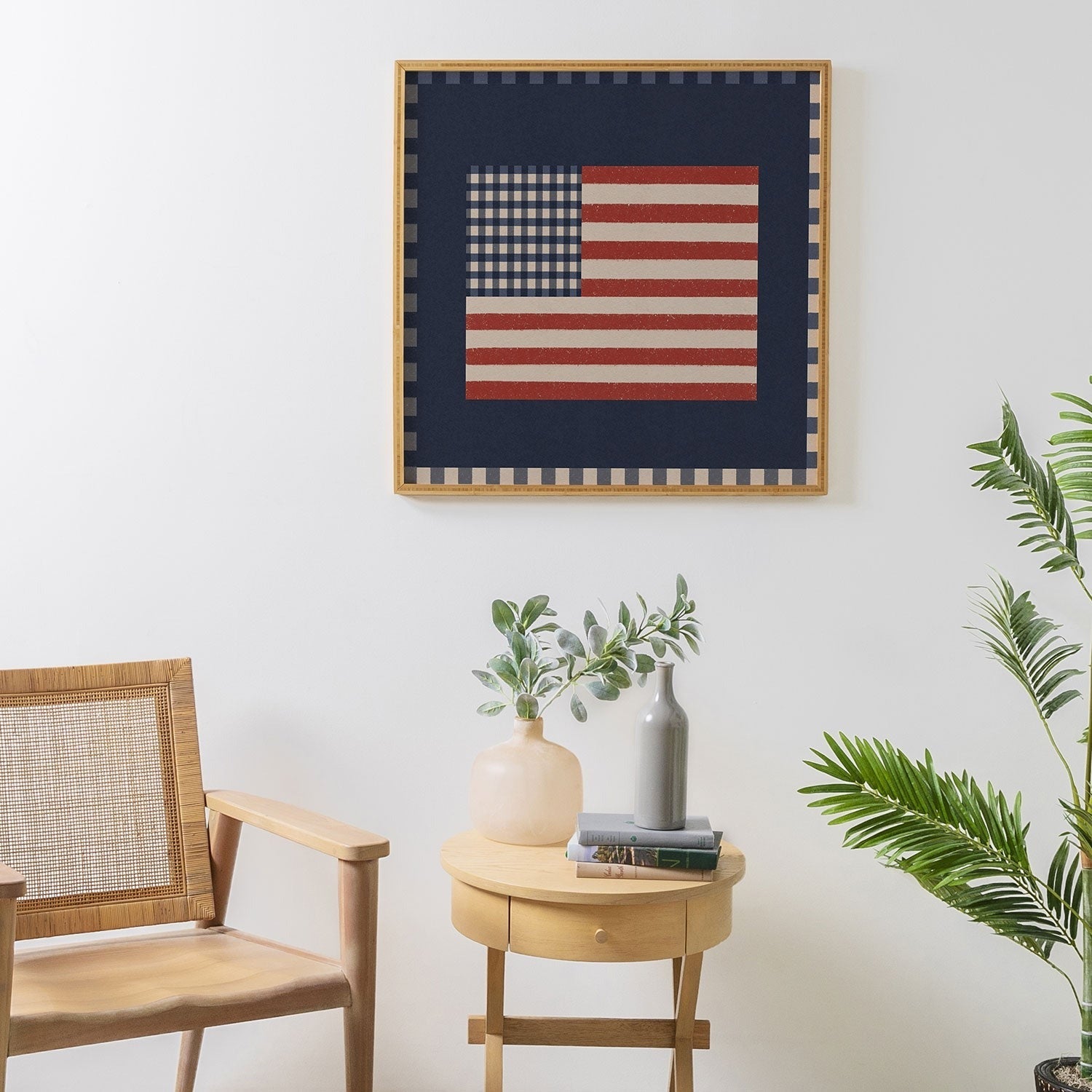 DENY Designs Gingham Flag Framed Wall Art