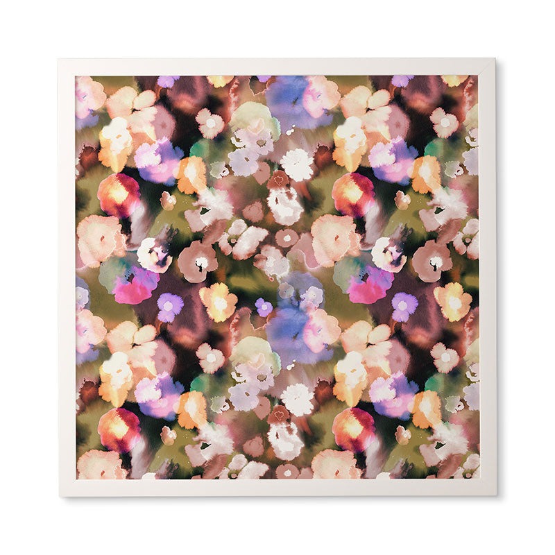 Ninola Design Botanic Retreat Ombre Abstract Watercolor Flowers Pink gold Framed Wall Art