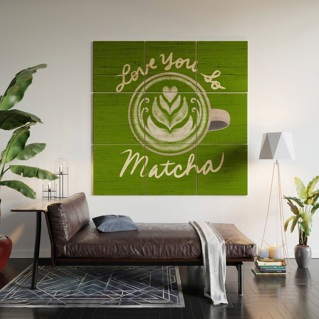 Design by Spark Love You So Matcha Wood Wall Mural