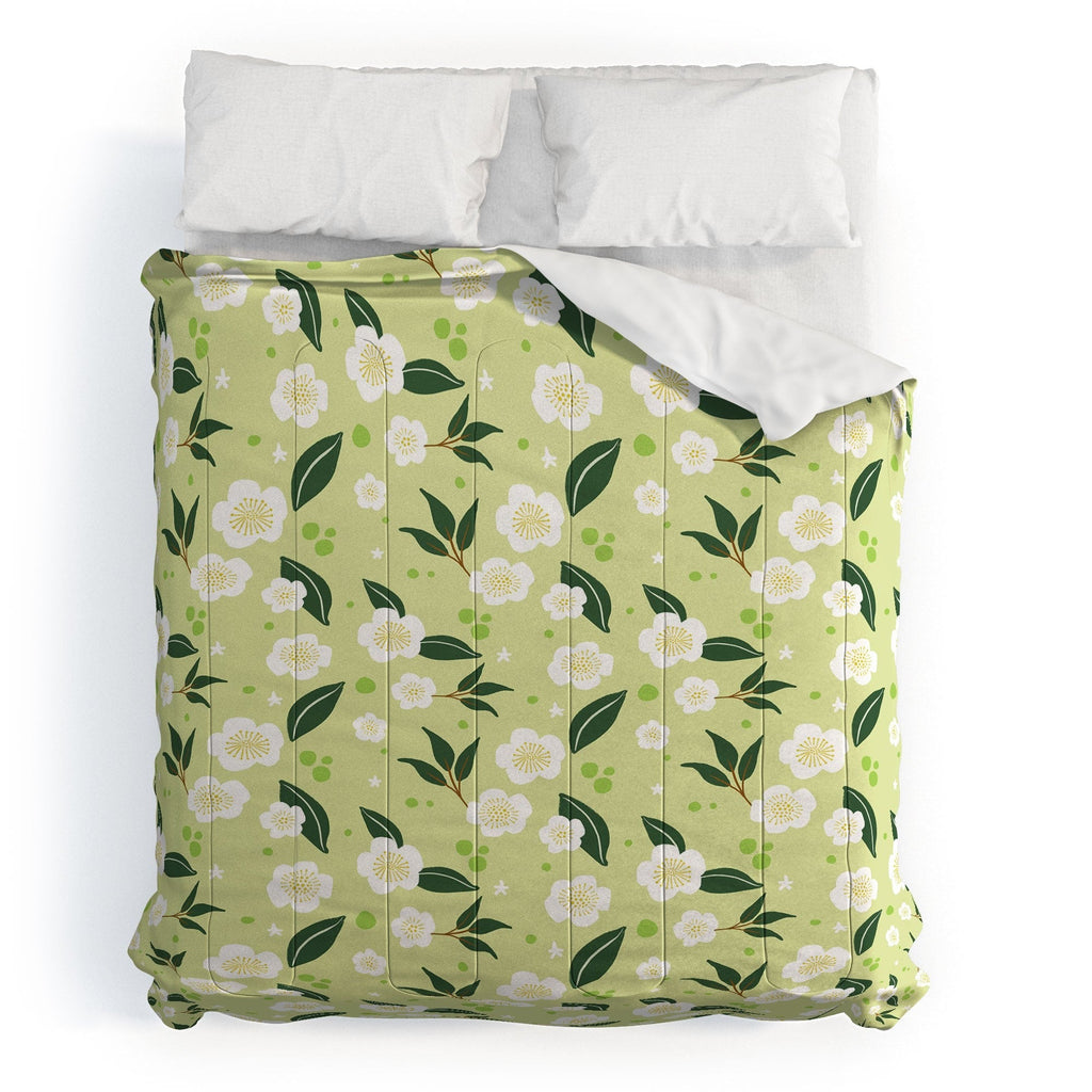 Design by Spark Matcha Tea Florals Comforter