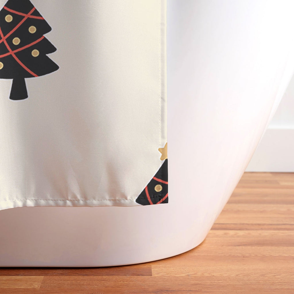 Design by Spark Black And Gold Christmas Tree Shower Curtain