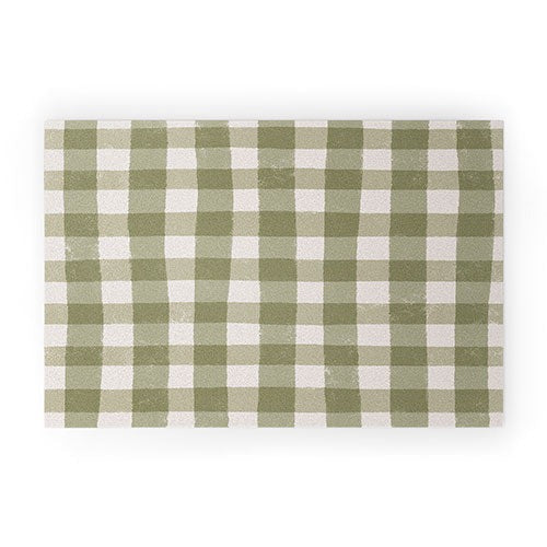 Menina Lisboa Rustic Green Plaid Welcome Mat