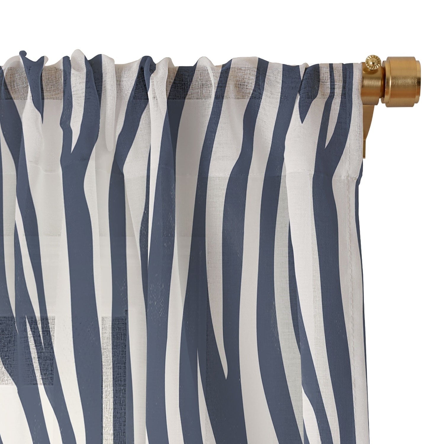 Avenie BR Navy Tiger Stripes Sheer Non Repeat