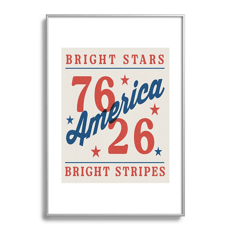 DENY Designs Bright Stars Bright Stripes Metal Framed Art Print