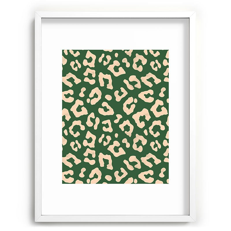 Avenie BR Cheetah Print In Green Recessed Framing Rectangle