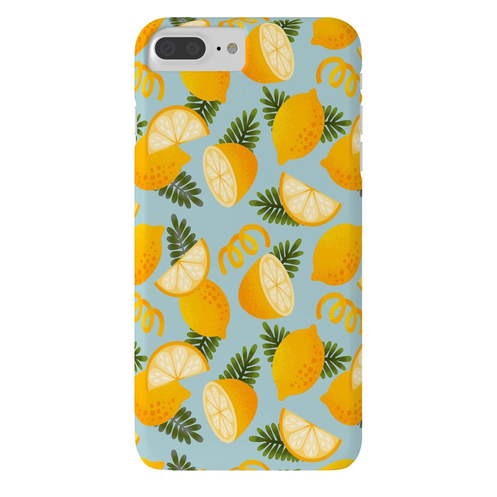 Jessica Molina Lemon Pattern on Sky Blue Phone Case