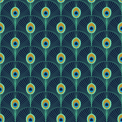 Design by Spark Peacock Deco Feathers Shower Curtain