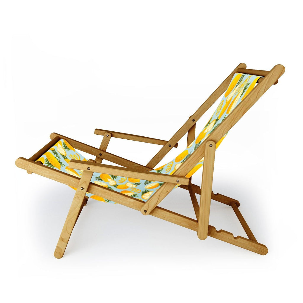 Jessica Molina Lemon Pattern on Sky Blue Sling Chair