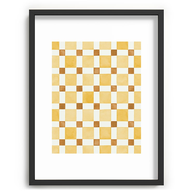 Ninola Design Everyday Artifact Checker Mosaic Tiles Geometry Yellow Recessed Framing Rectangle