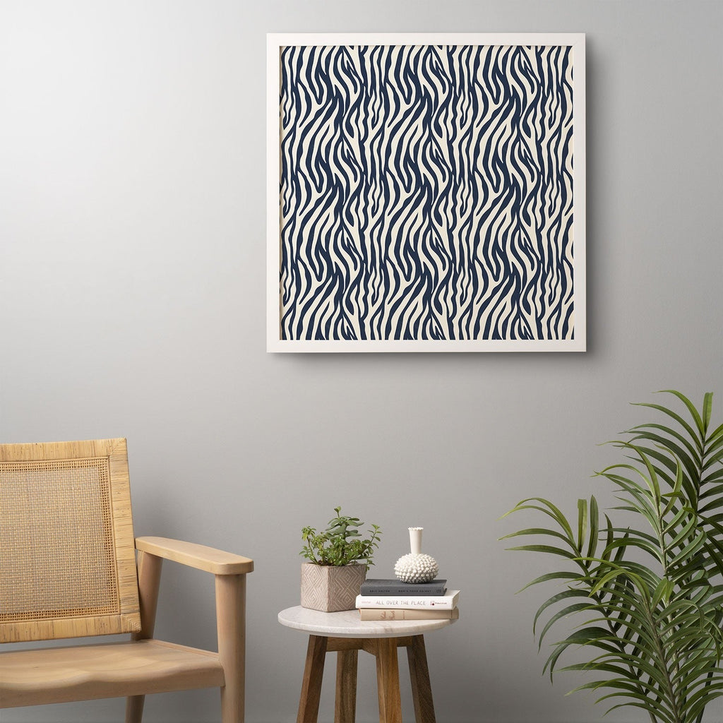 Avenie BR Navy Tiger Stripes Framed Wall Art