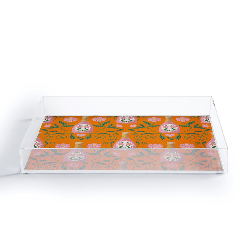 Design by Spark Rose Bubbly And Florals Acrylic Tray