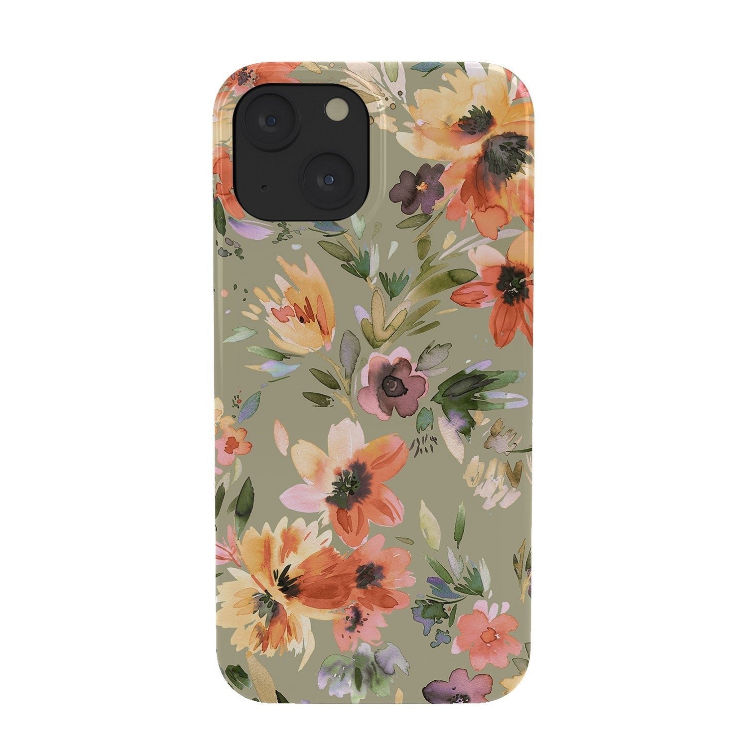 Ninola Design Botanic Retreat Painterly Tropical Flowers Sage Green Phone Case