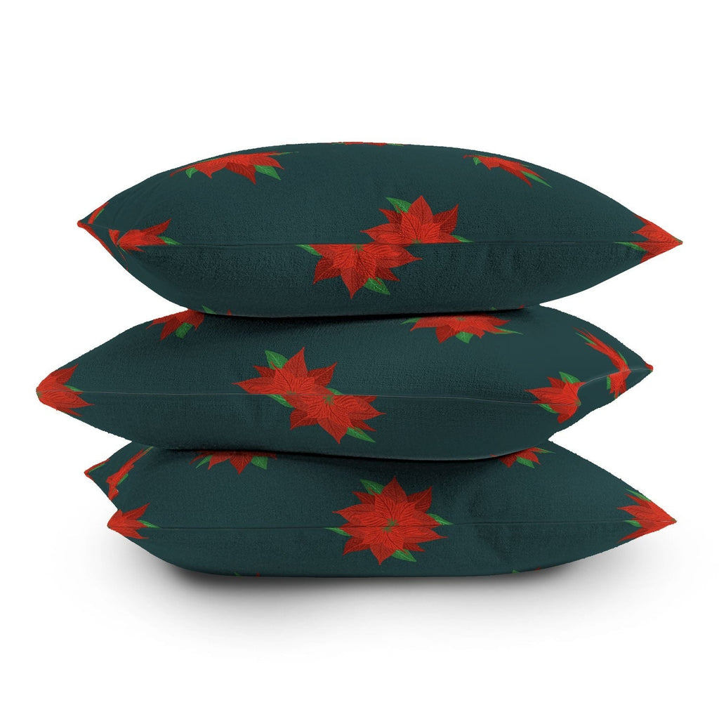 Design by Spark Poinsettia Florals Outdoor Throw Pillow