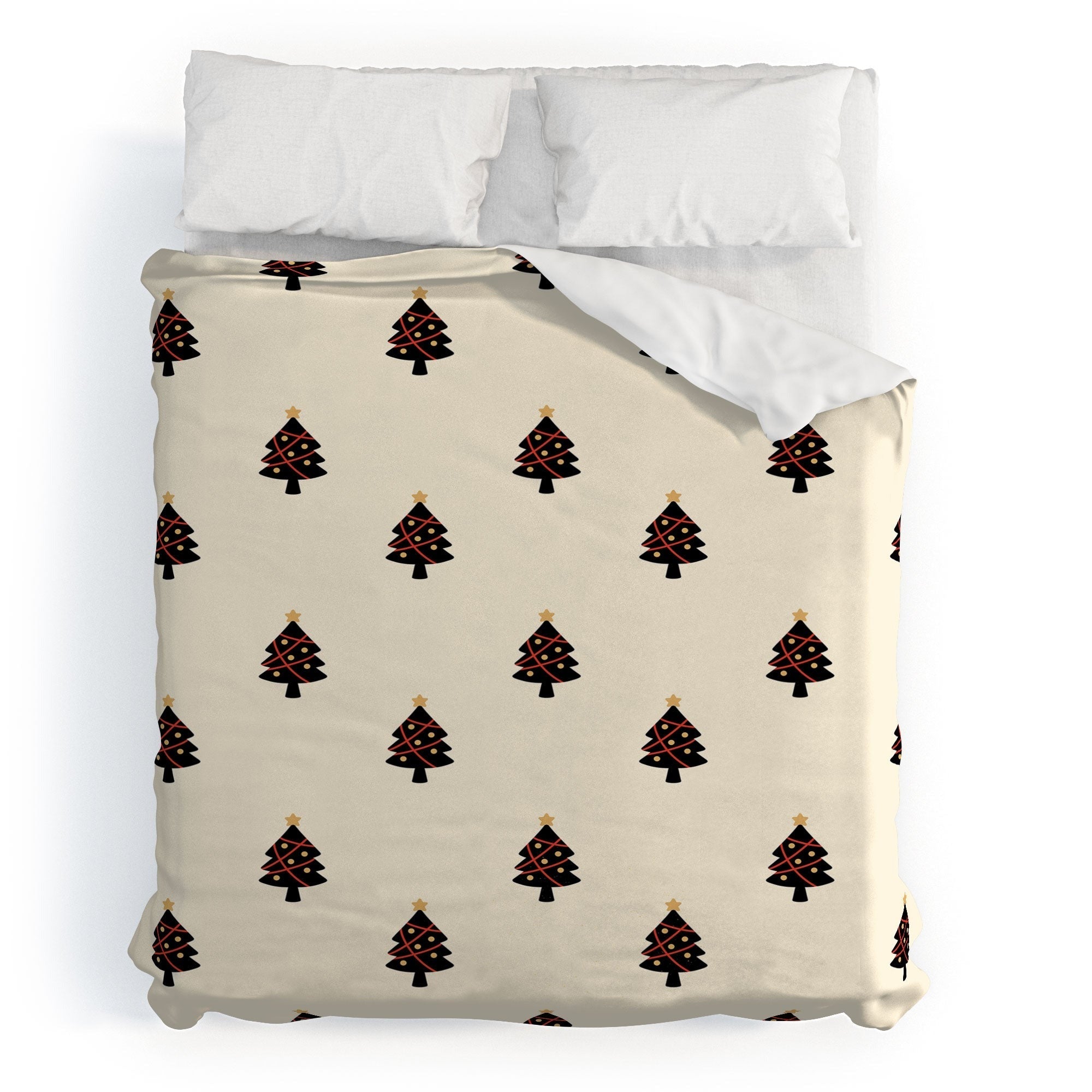 Design by Spark Black And Gold Christmas Tree Duvet Cover