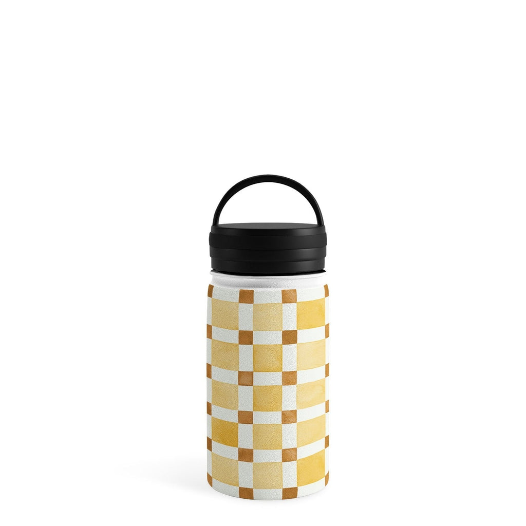 Ninola Design Everyday Artifact Checker Mosaic Tiles Geometry Yellow Water Bottle