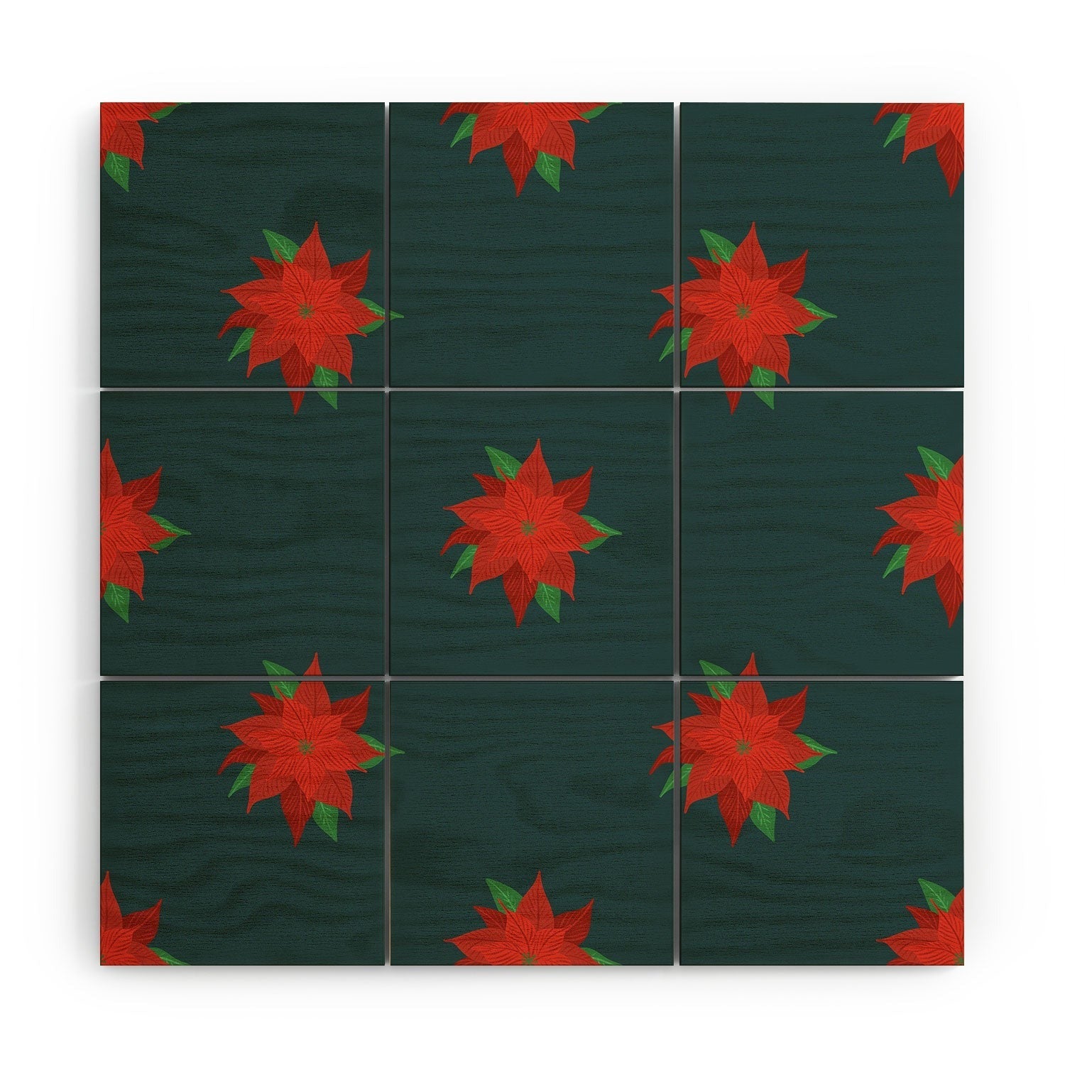 Design by Spark Poinsettia Florals Wood Wall Mural