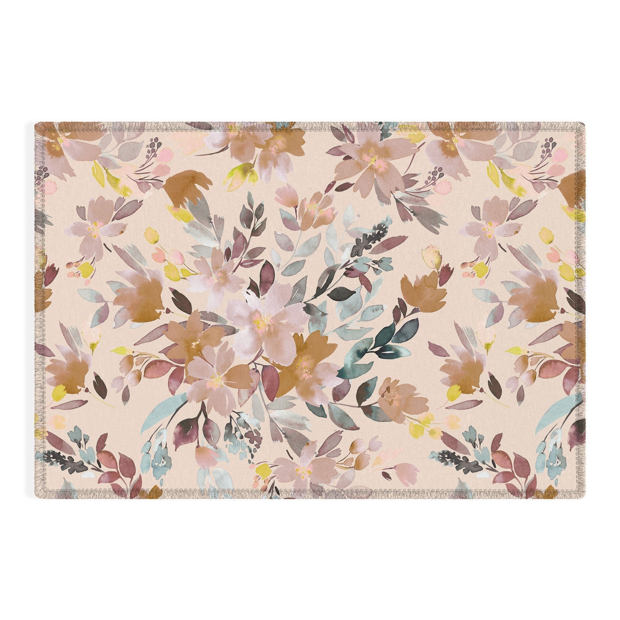 Ninola Design Botanic Retreat Floral Oleander Whimsical Soft Pink Outdoor Rug