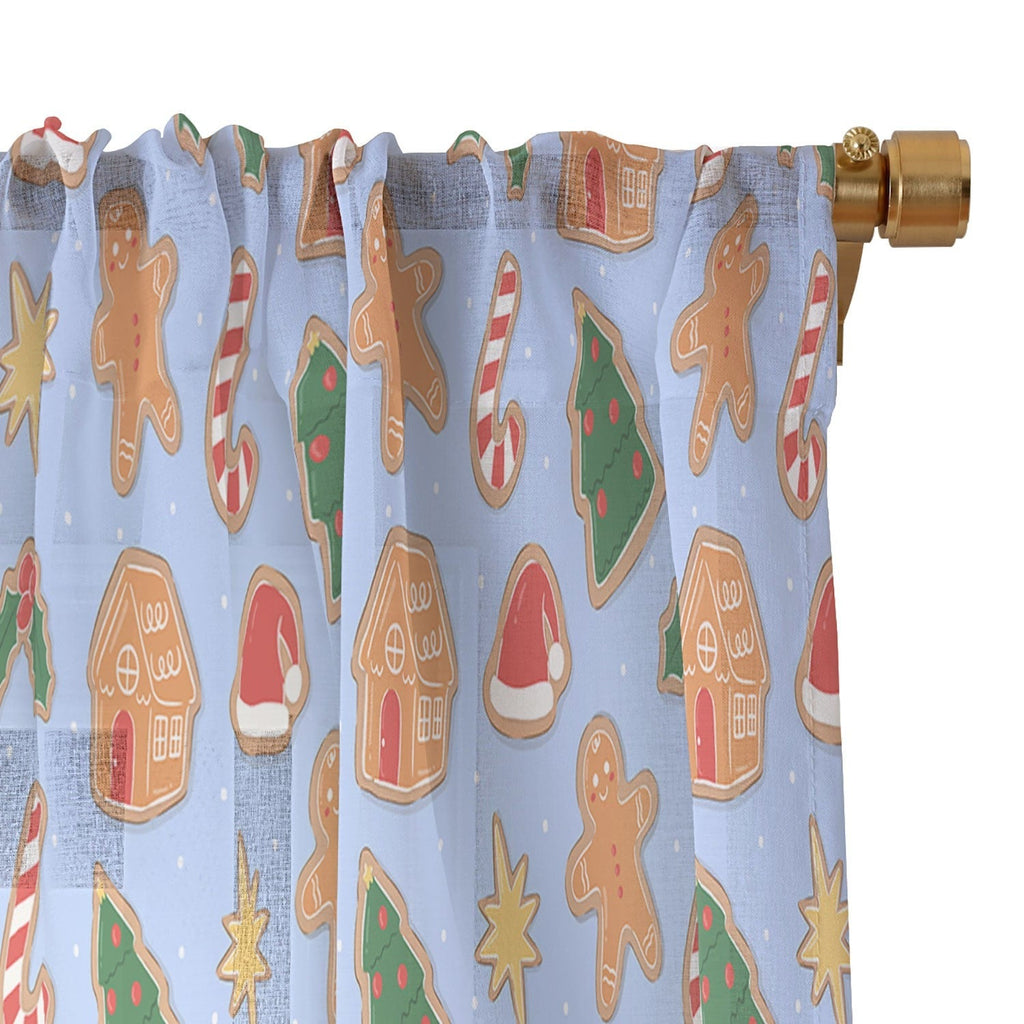Love_Ryming Christmas Cookies Sheer Window Curtain
