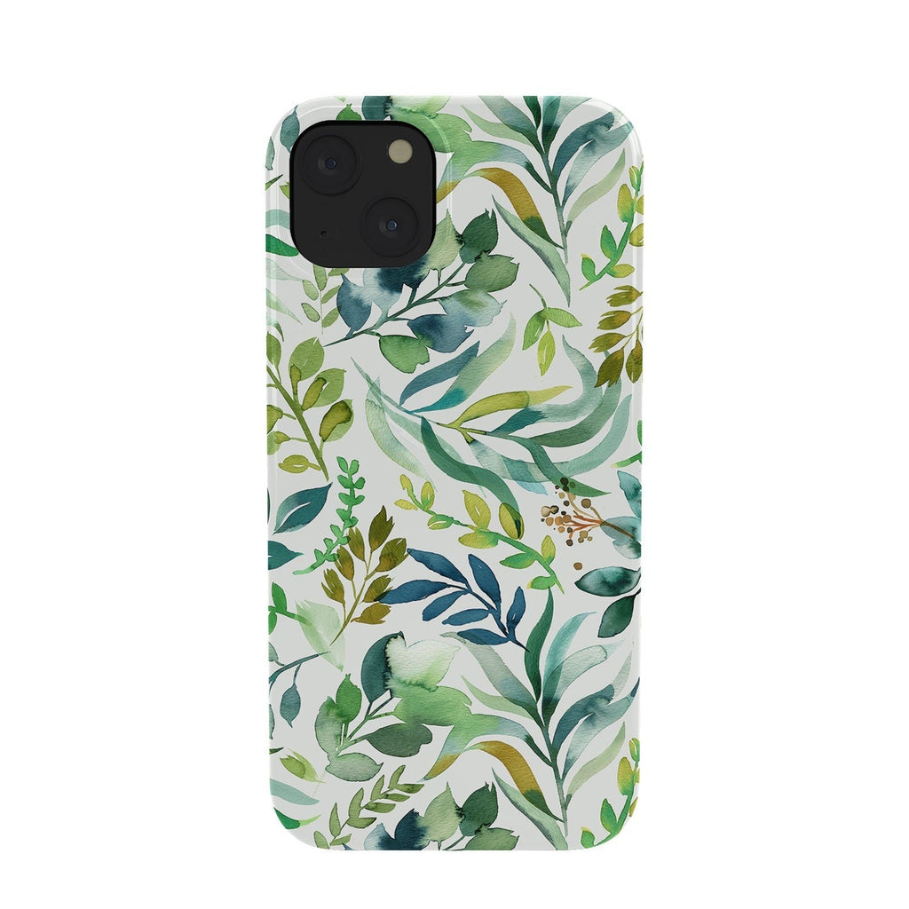 Ninola Design Botanic Retreat Loose Botanical Leaves Watercolor Green Phone Case