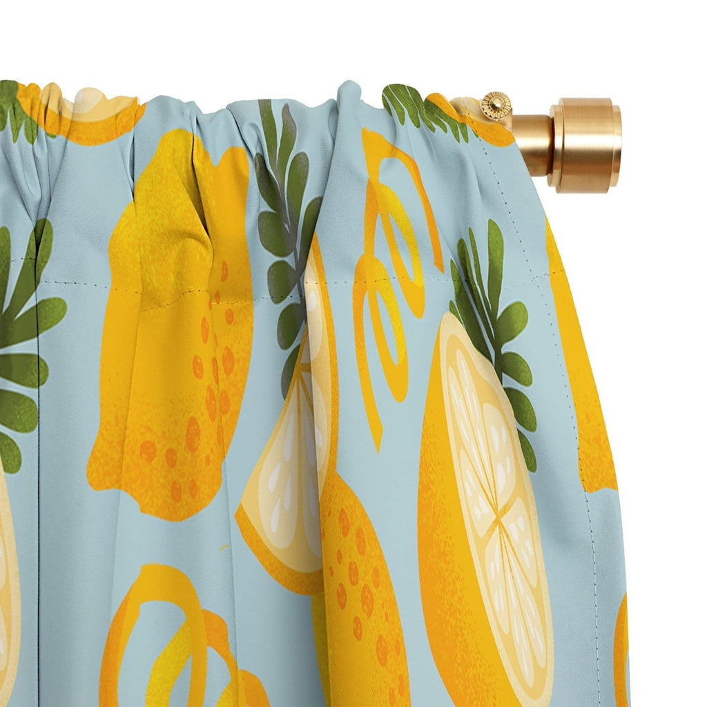Jessica Molina Lemon Pattern on Sky Blue Blackout Window Curtain