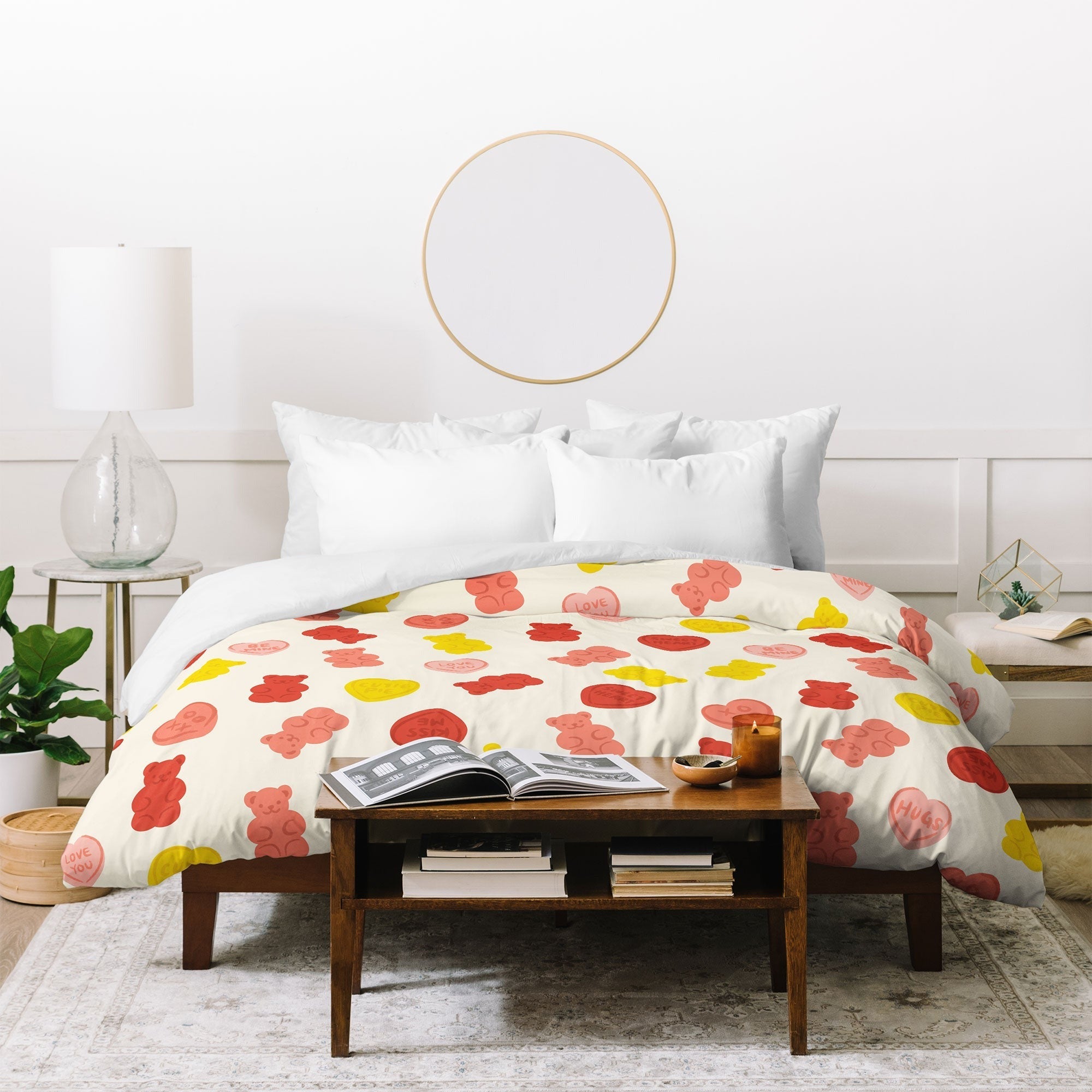 Design by Spark Gummy Bears and Candy Hearts Valentines Duvet Cover