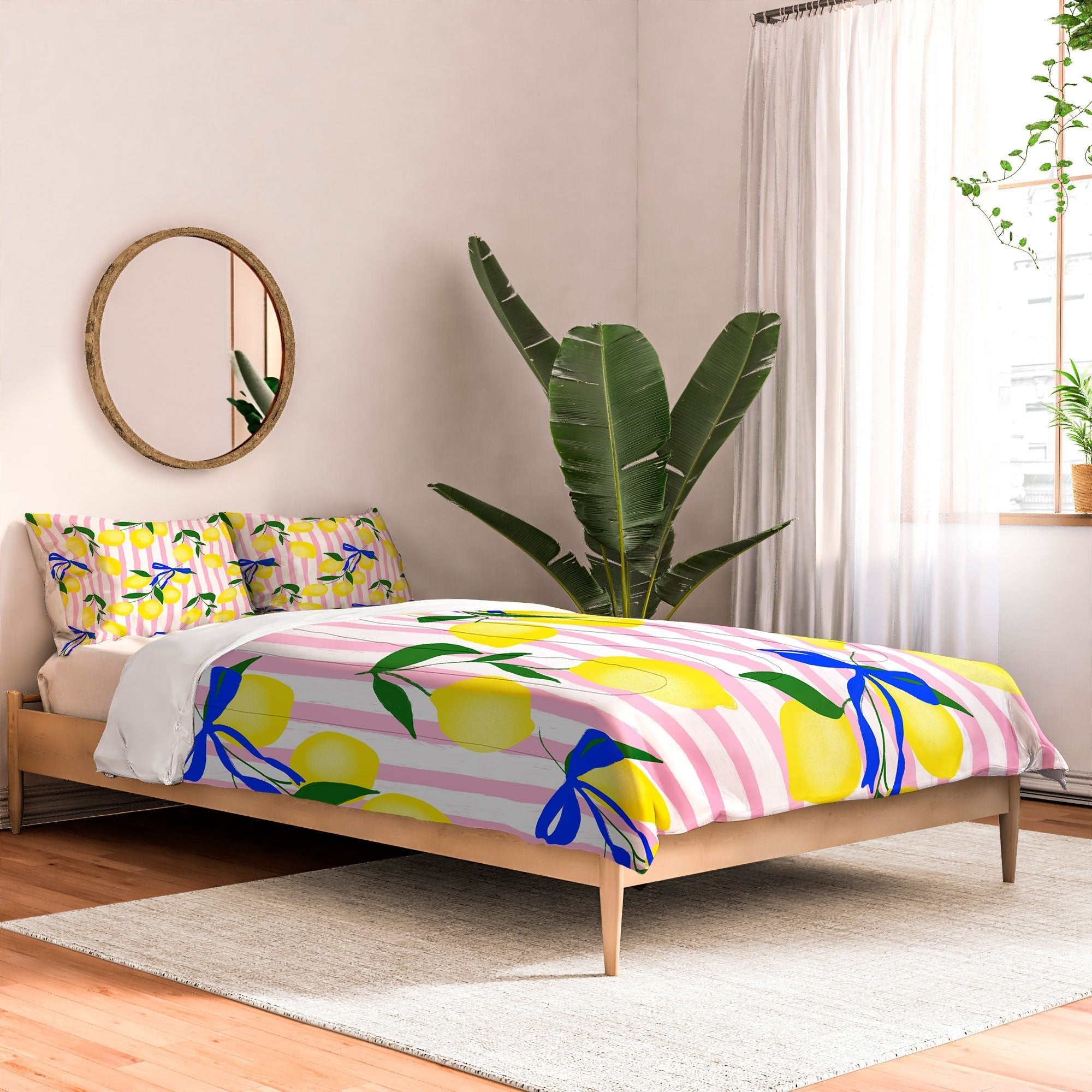 Design by Spark Zesty Lemons and Stripes Comforter