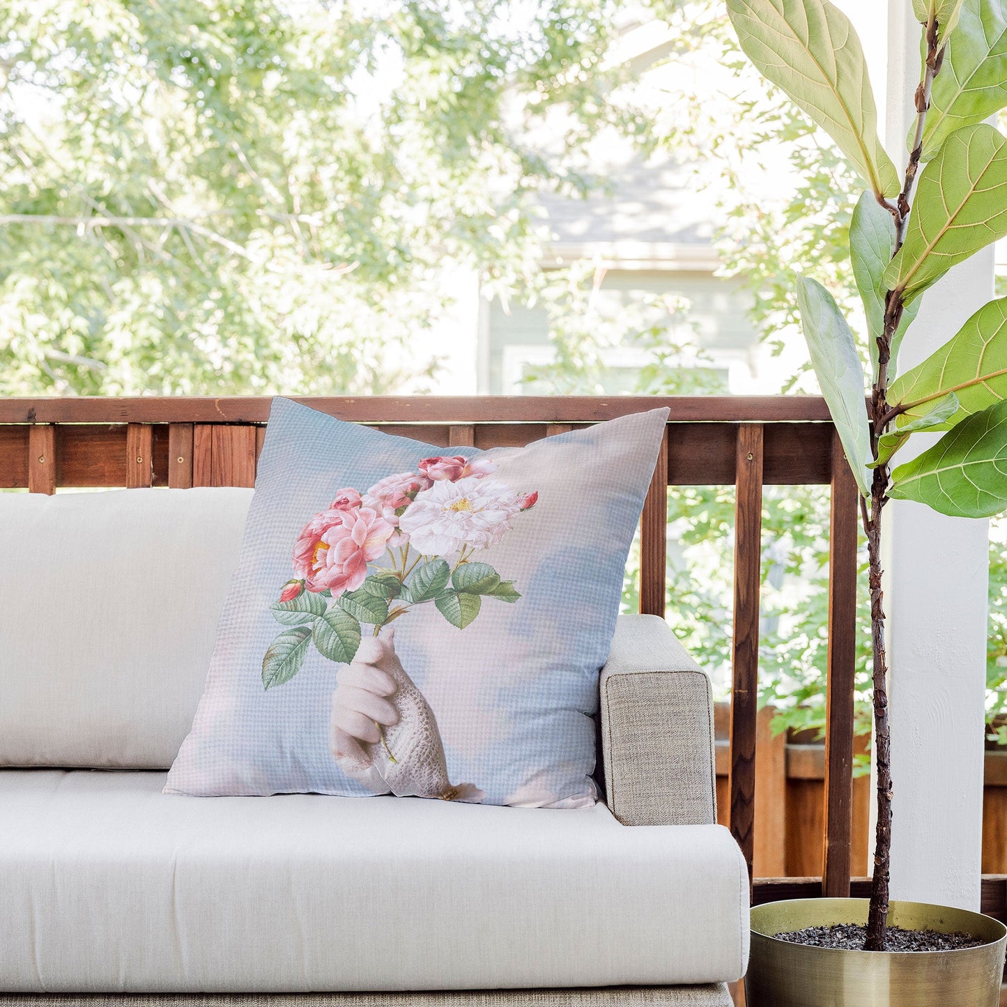 Dagmar Pels Floral Lady Outdoor Throw Pillow