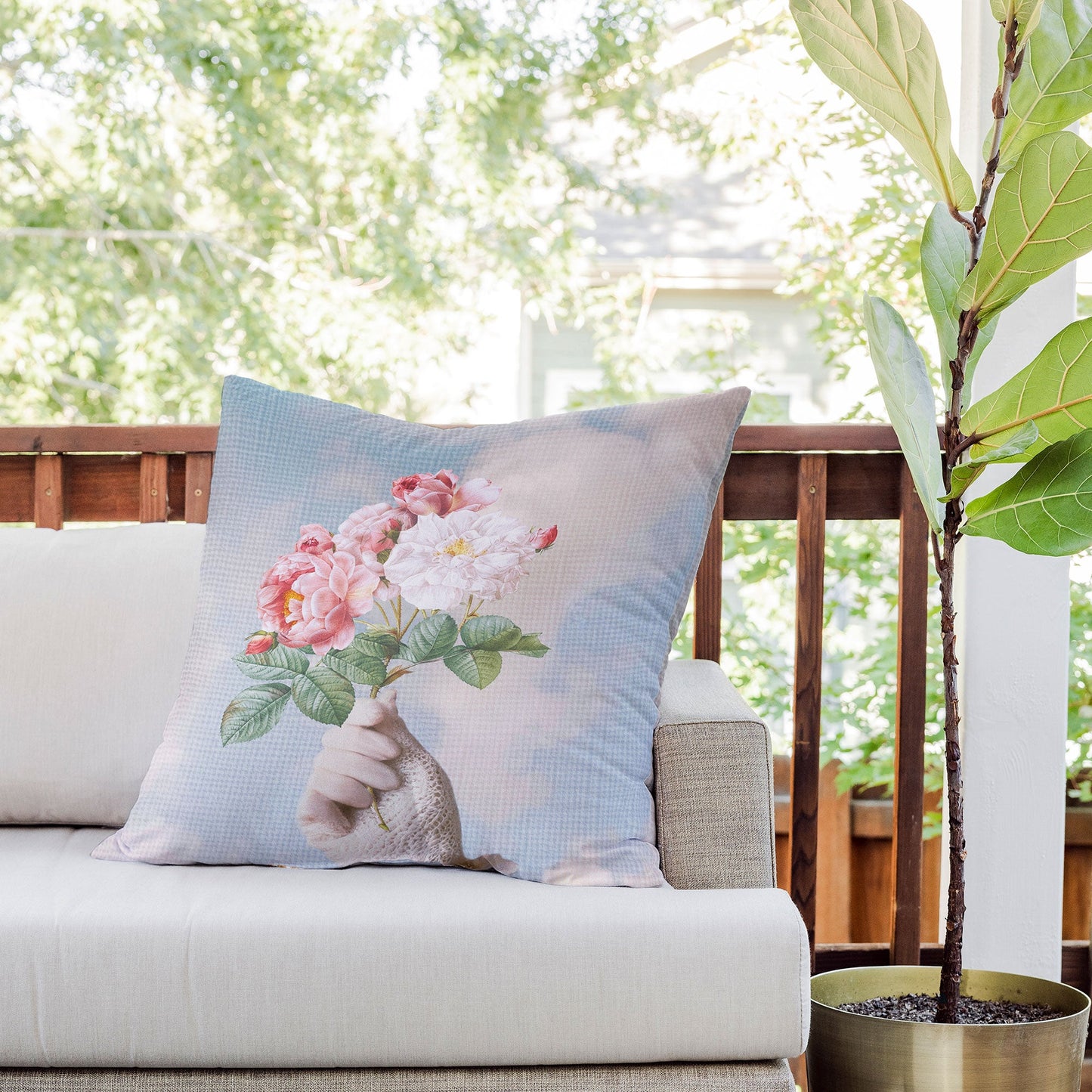 Dagmar Pels Floral Lady Outdoor Throw Pillow