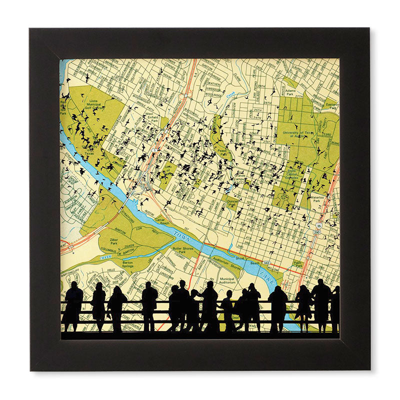 DarkIslandCity Bats Over Austin Congress Bridge Framed Wall Art