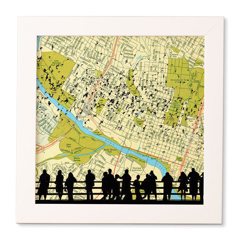 DarkIslandCity Bats Over Austin Congress Bridge Framed Wall Art