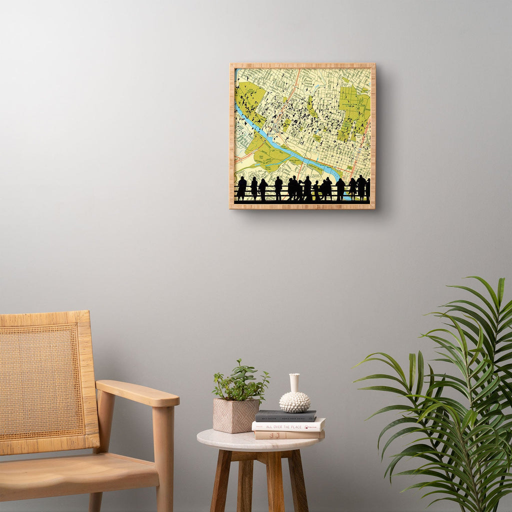 DarkIslandCity Bats Over Austin Congress Bridge Framed Wall Art