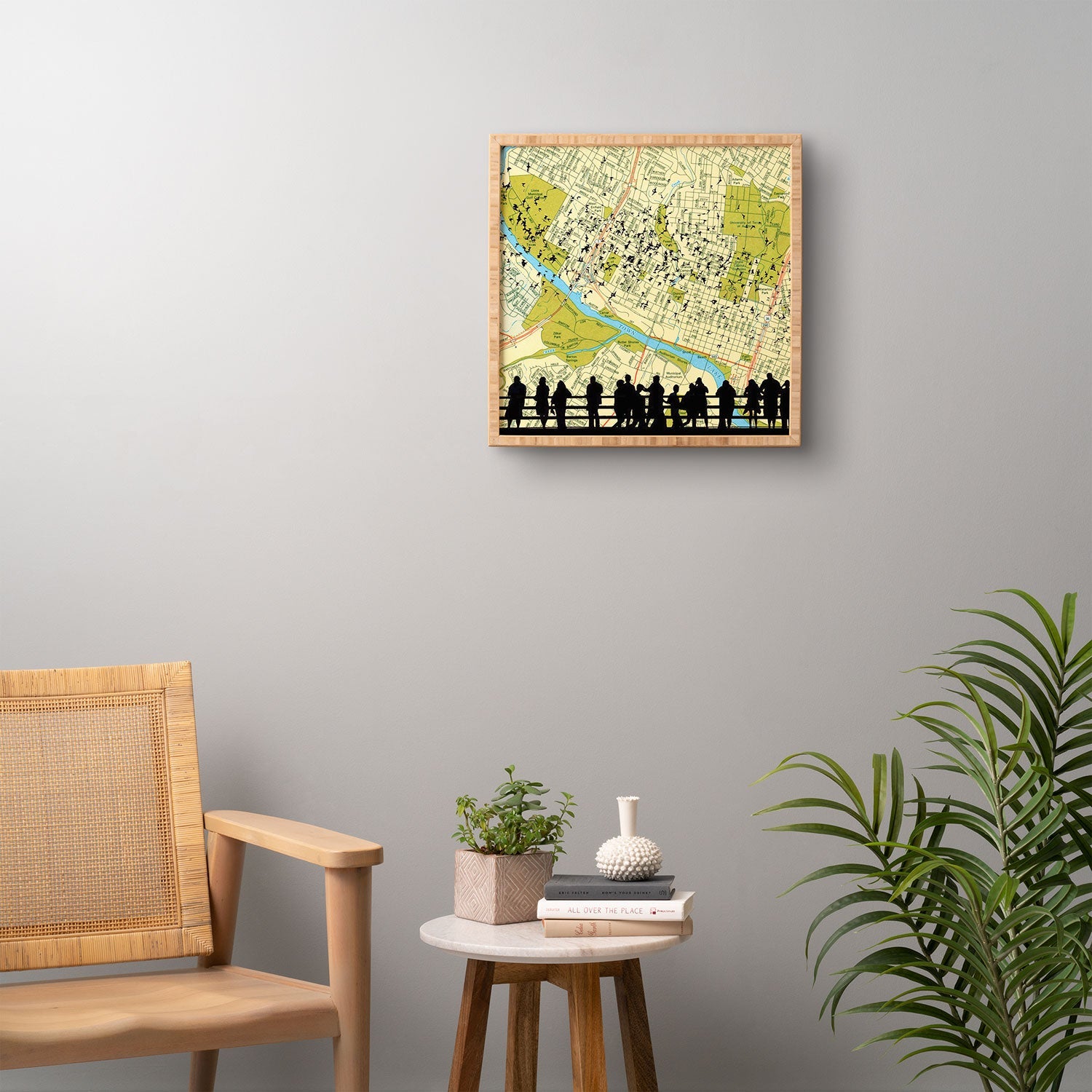 DarkIslandCity Bats Over Austin Congress Bridge Framed Wall Art