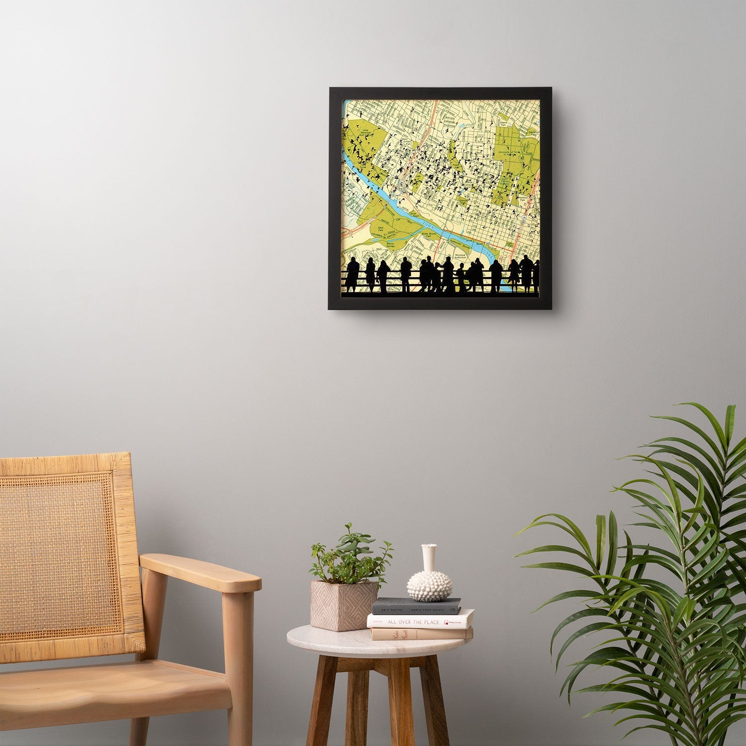 DarkIslandCity Bats Over Austin Congress Bridge Framed Wall Art