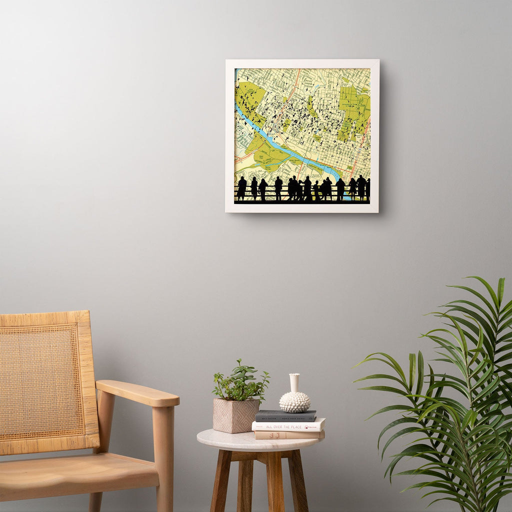 DarkIslandCity Bats Over Austin Congress Bridge Framed Wall Art