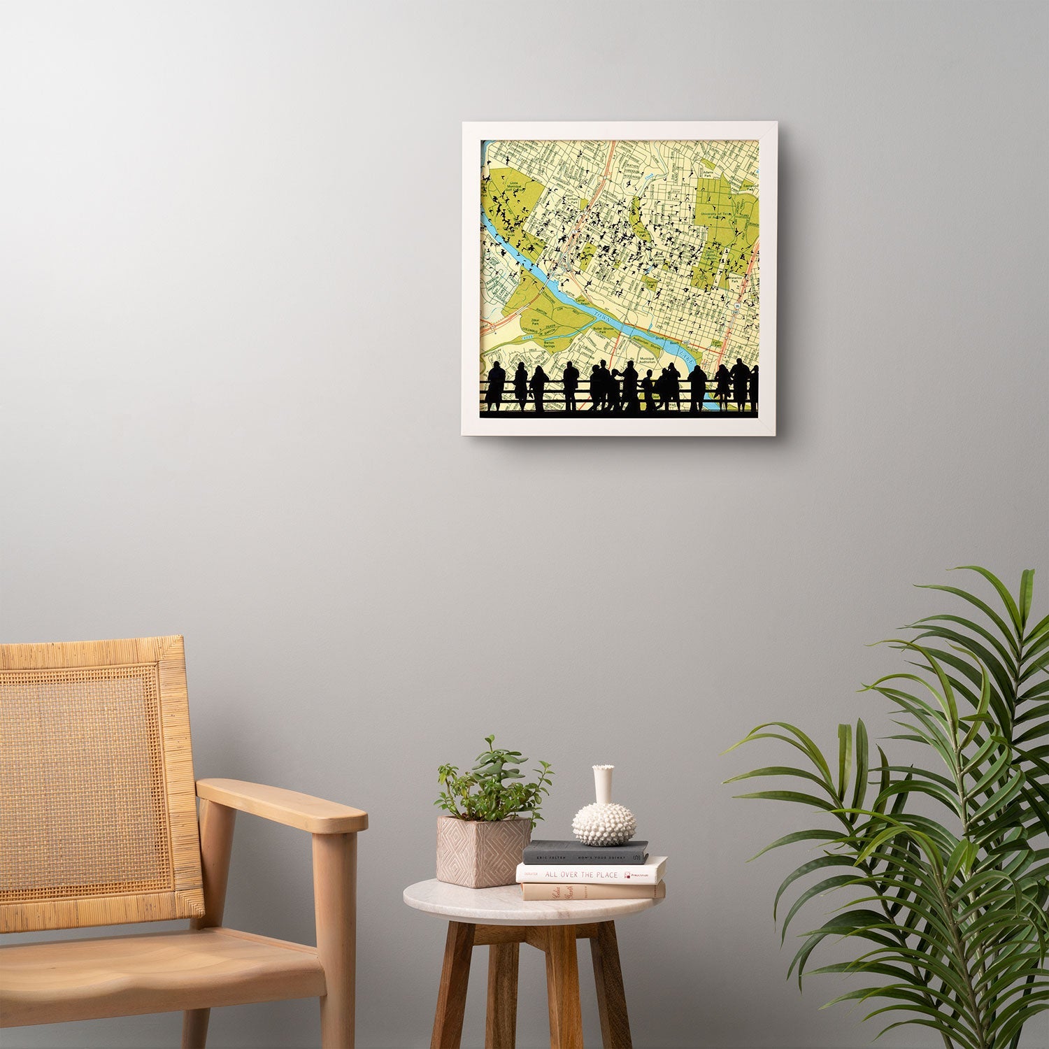 DarkIslandCity Bats Over Austin Congress Bridge Framed Wall Art