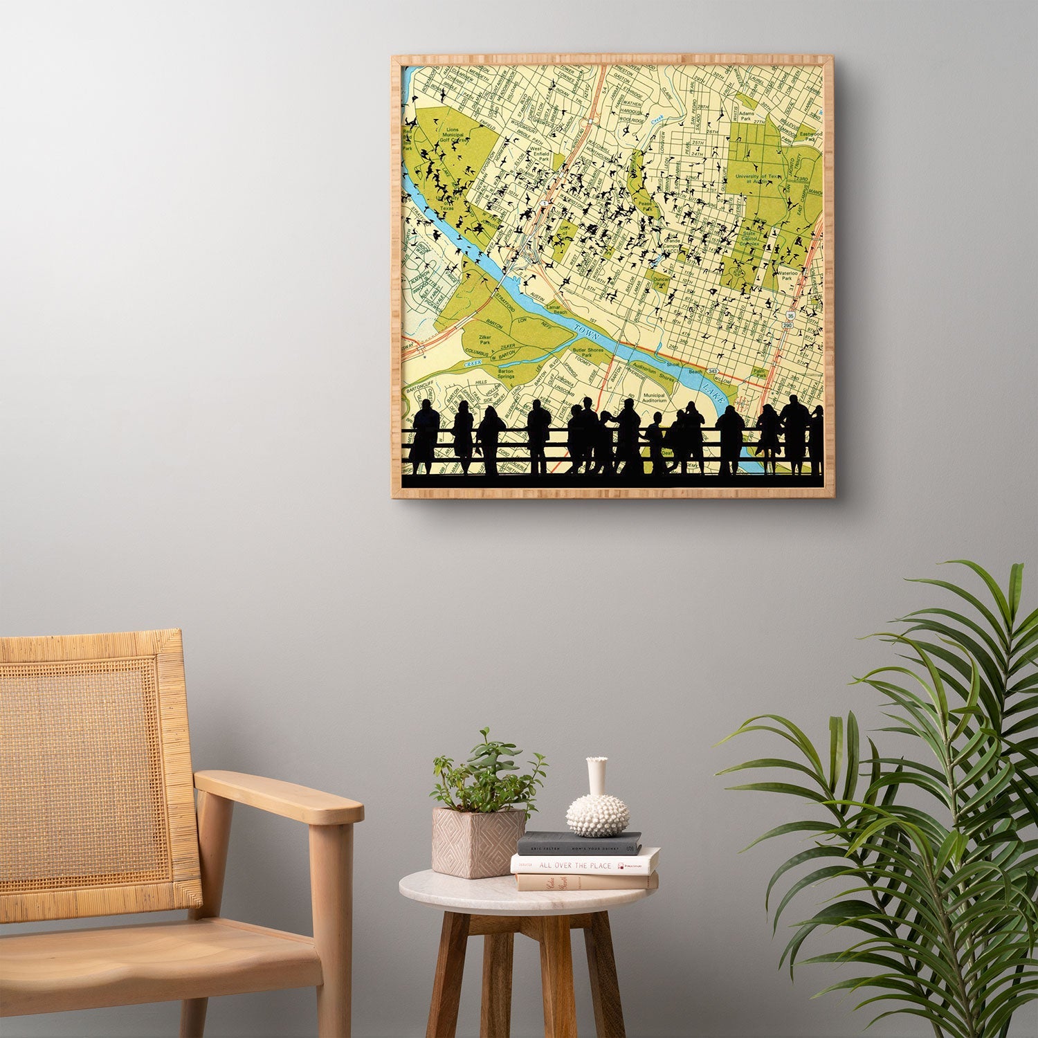 DarkIslandCity Bats Over Austin Congress Bridge Framed Wall Art