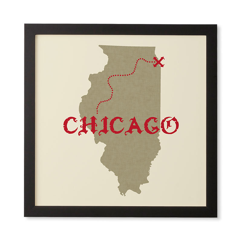 DarkIslandCity Chicago X Marks The Spot Framed Wall Art
